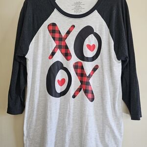 Baseball Shirt with XO Plaid Design
